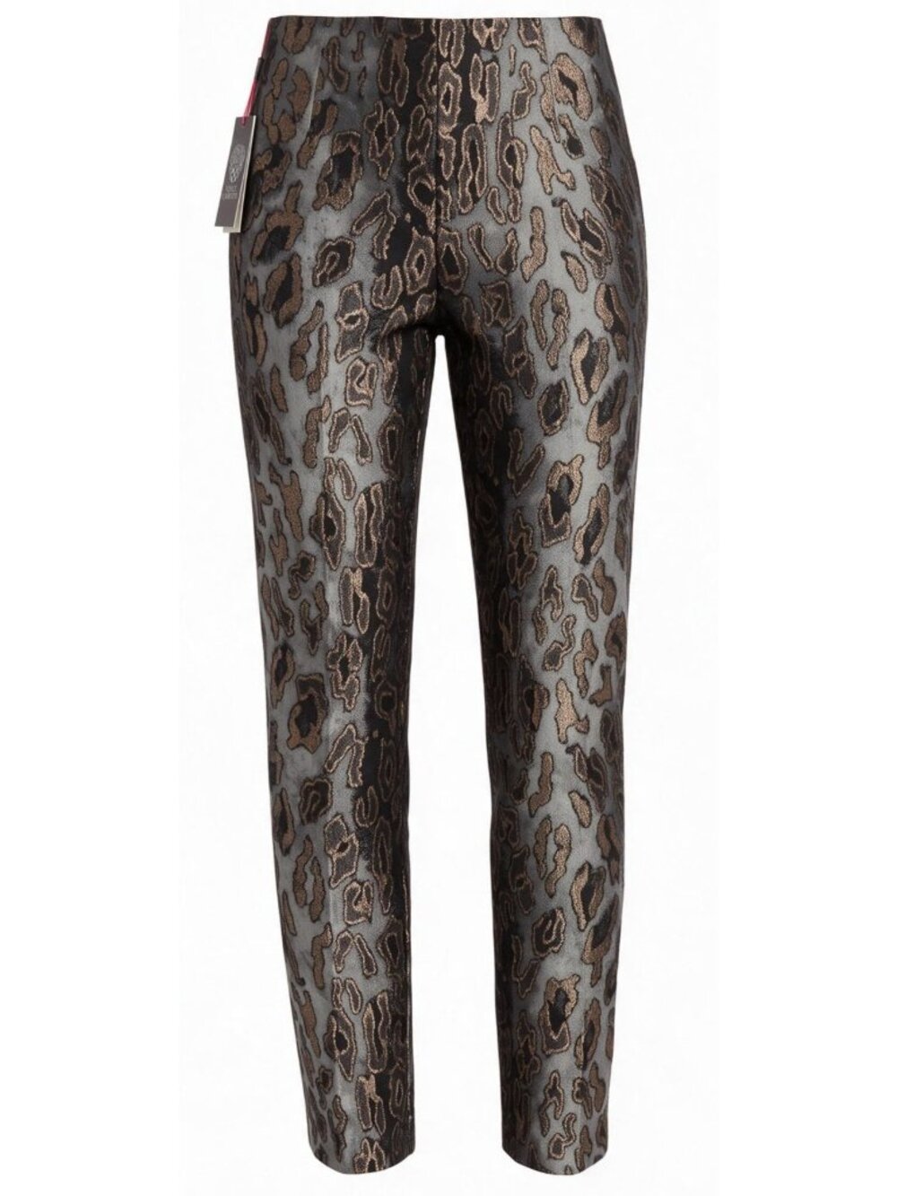 Vince Camuto Womens Size 0 Metallic Animal Print Slim Ankle Pants Side Zip NWT